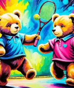 teddy bears playing tennis paint by numbers