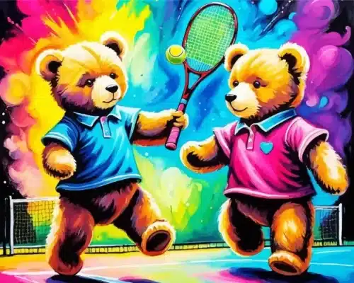 teddy bears playing tennis paint by numbers