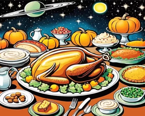 Thanksgiving Food Art Paint by Number