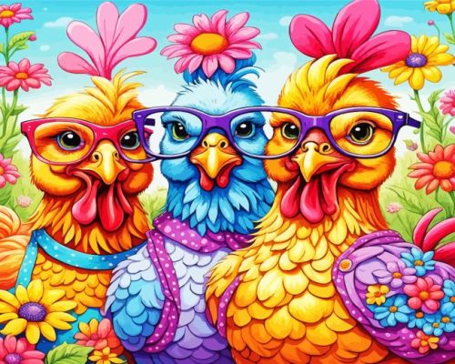 Three Chickens Paint by Number