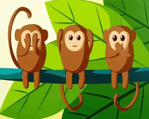 Three Wise Monkeys Paint by Number