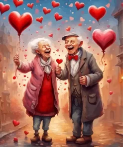 valentines day old couple paint by numbers