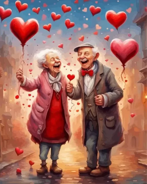 valentines day old couple paint by numbers