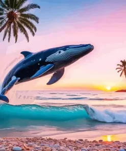 whale in the blue ocean paint by number