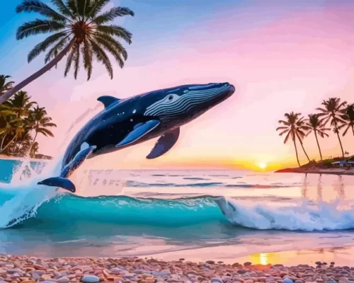 whale in the blue ocean paint by number