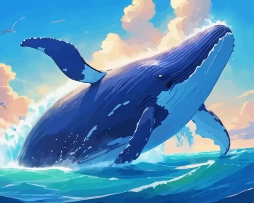 whale jumping out of water paint by number