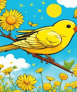 Yellow Bird And Flowers Paint by Number