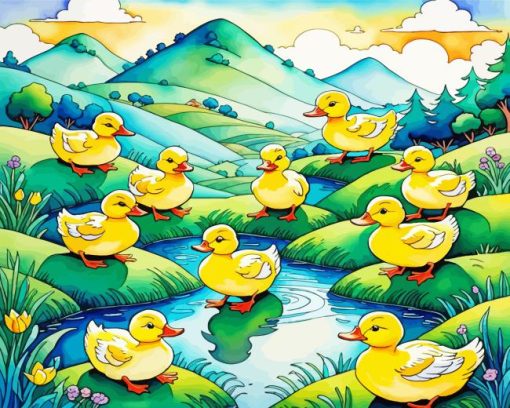 Yellow Ducks Paint by Number