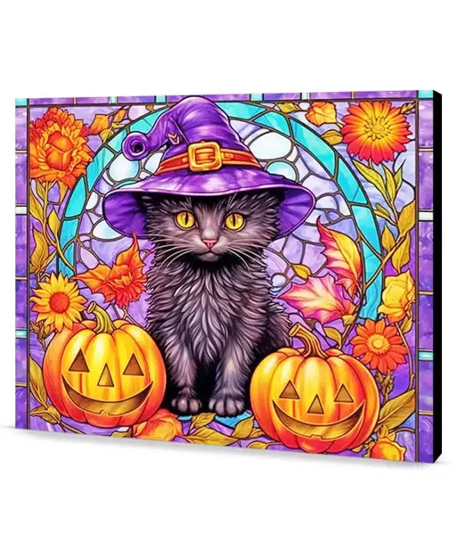 Stained Glass Halloween Cat Halloween Ghouls Couple