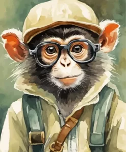 Abstract Monkey With Glasses Paint by Number