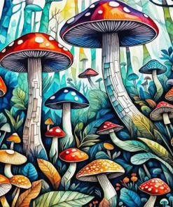 Aesthetic Mushroom Forest Art Paint by Number