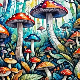 Aesthetic Mushroom Forest Art Paint by Number