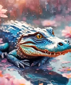 Alligator And Flowers Paint by Number