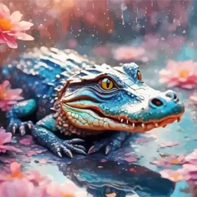 Alligator And Flowers Paint by Number