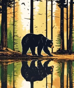 American Black Bear Illustration Paint by Number