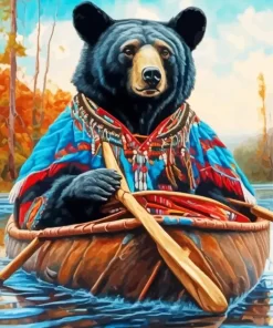 Black Bear On Boat Paint by Number