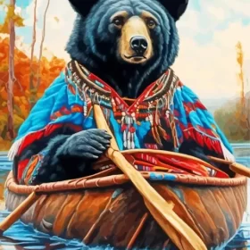 Black Bear On Boat Paint by Number