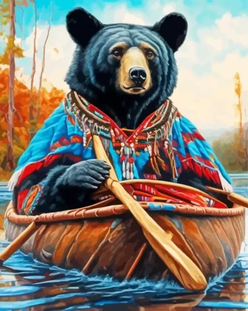 Black Bear On Boat Paint by Number