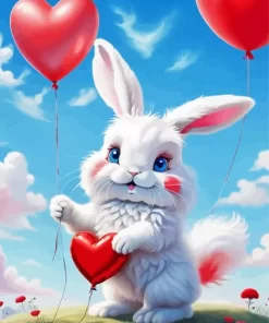 Angora Rabbit And Hearts Paint by Number