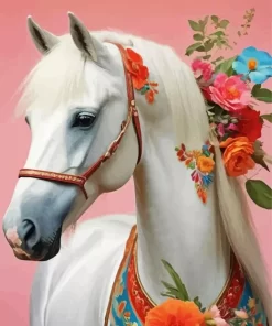 Arabian Horse And Flowers Paint by Number