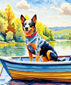 Australian Cattle Dog In Boat Paint by Number