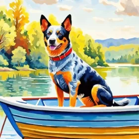 Australian Cattle Dog In Boat Paint by Number