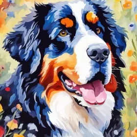 Bernese Mountain Dog Art Paint by Number