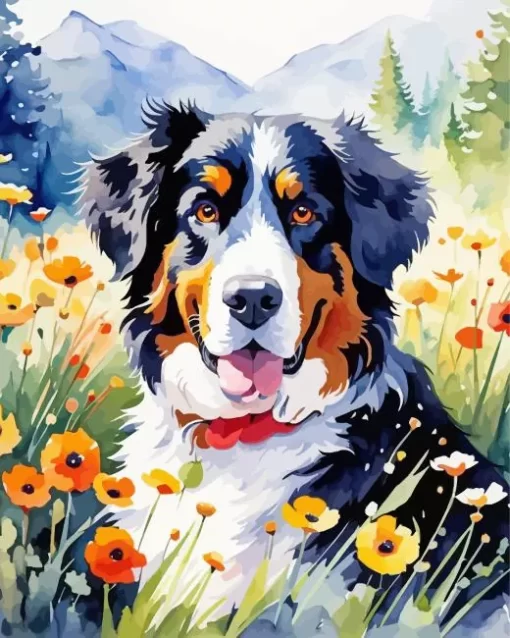 Bernese Mountain Puppy Paint by Number