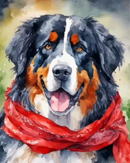 Bernese Mountain Dog Portrait Paint by Number