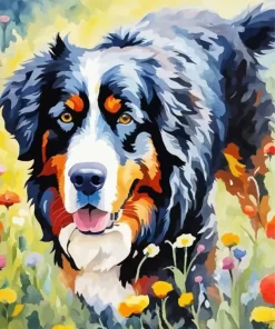 Bernese Mountain And Flowers Paint by Numbers