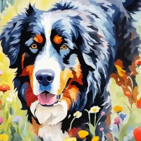 Bernese Mountain And Flowers Paint by Numbers