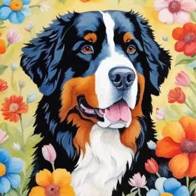 Bernese Mountain Flowers Art Paint by Number