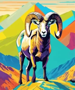 Bighorn Sheep Pop Art Paint by Number