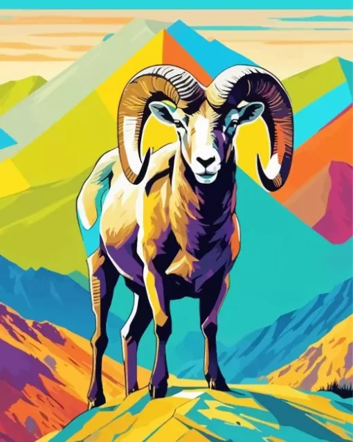 Bighorn Sheep Pop Art Paint by Number