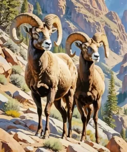 Bighorn Sheeps Paint by Number