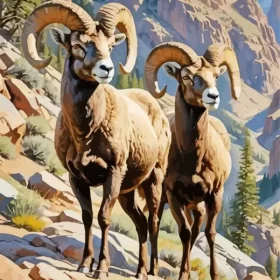 Bighorn Sheeps Paint by Number