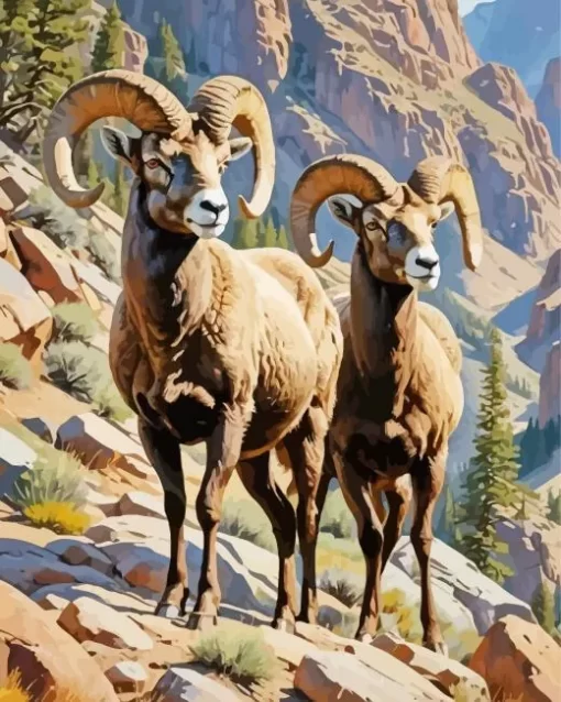 Bighorn Sheeps Paint by Number