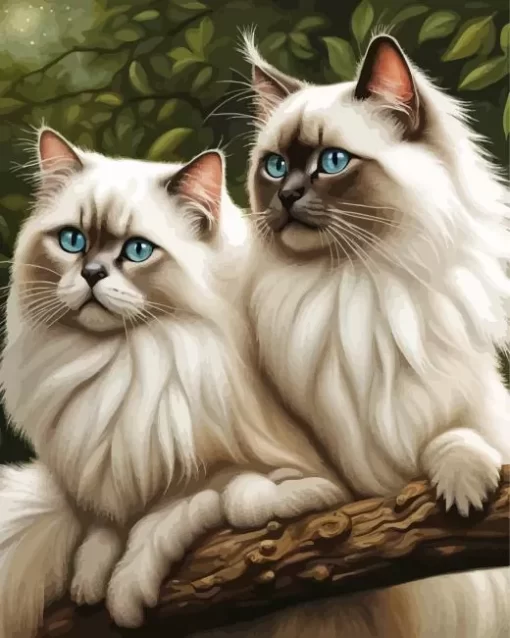 Birman Cats On Tree Paint by Number