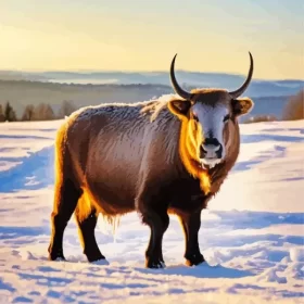 Bison In Snow Paint by Number