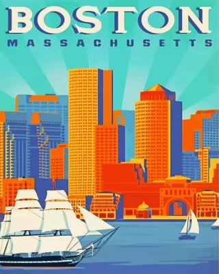 Boston city poster paint by numbers