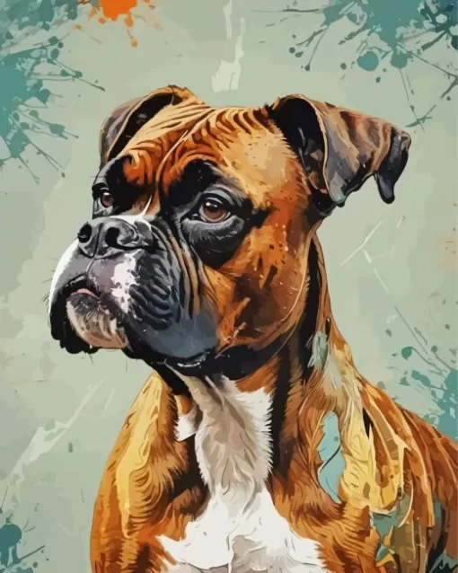 Boxer Dog Portrait Paint by Number