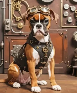 Boxer Dog Steampunk Paint by Number