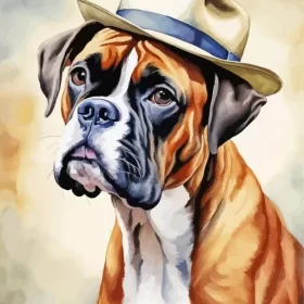 Boxer Dog Wearing A Hat Paint by Number