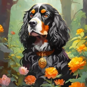 Boykin Spaniel And Flowers Paint by Number