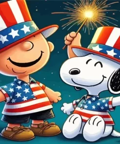 Charlie And Snoopy 4th July Paint by Number