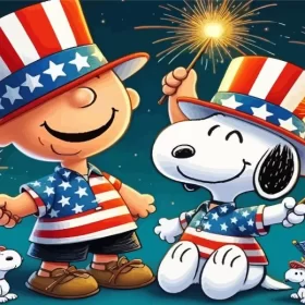 Charlie And Snoopy 4th July Paint by Number