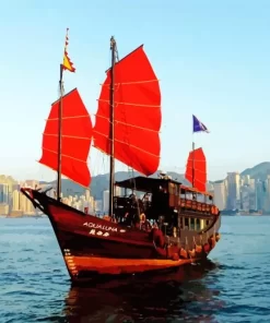 Chinese Sailing Ship Victoria Harbor paint by number