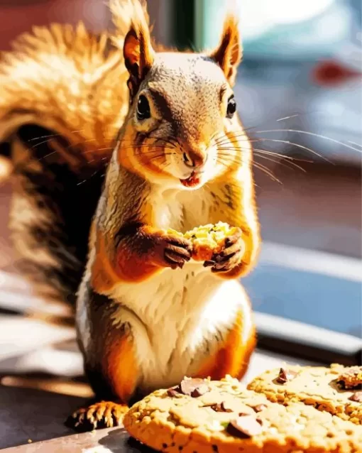 Chipmunk Eating Cookie Paint by Number