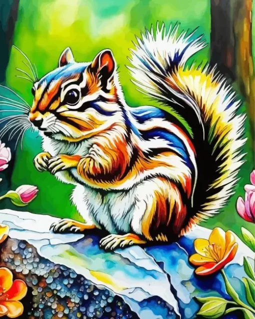 Chipmunk Illustration Paint by Number