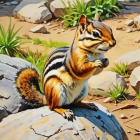 Chipmunk On Rock Paint by Numbers 